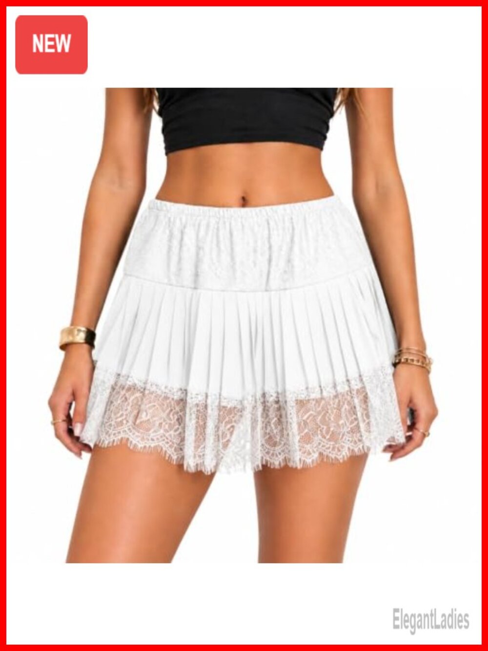 Lace Slip Mini Skirt Ruffle Pleated Flowy Short Skirt Y2K